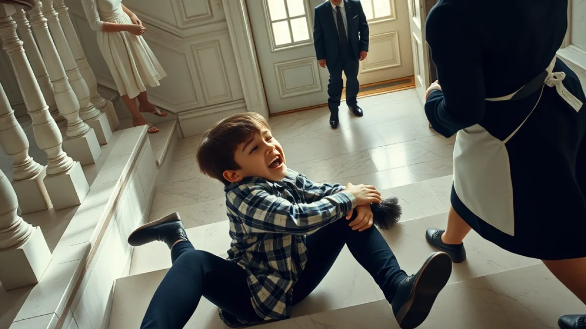 The Stepmother Pushed Him Down The Mansion Staircase Today