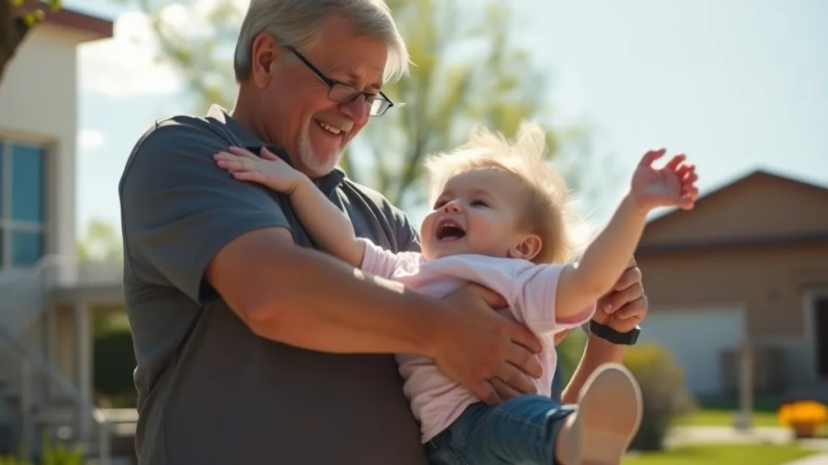 The Father Caught His Falling Grandchild