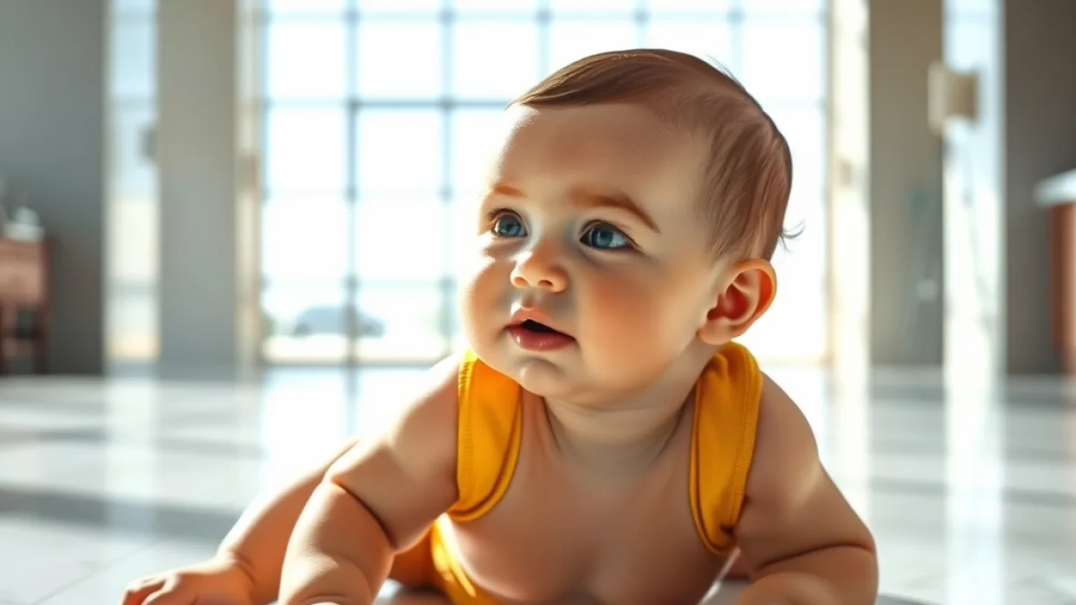 The Baby on the White Marble Floor