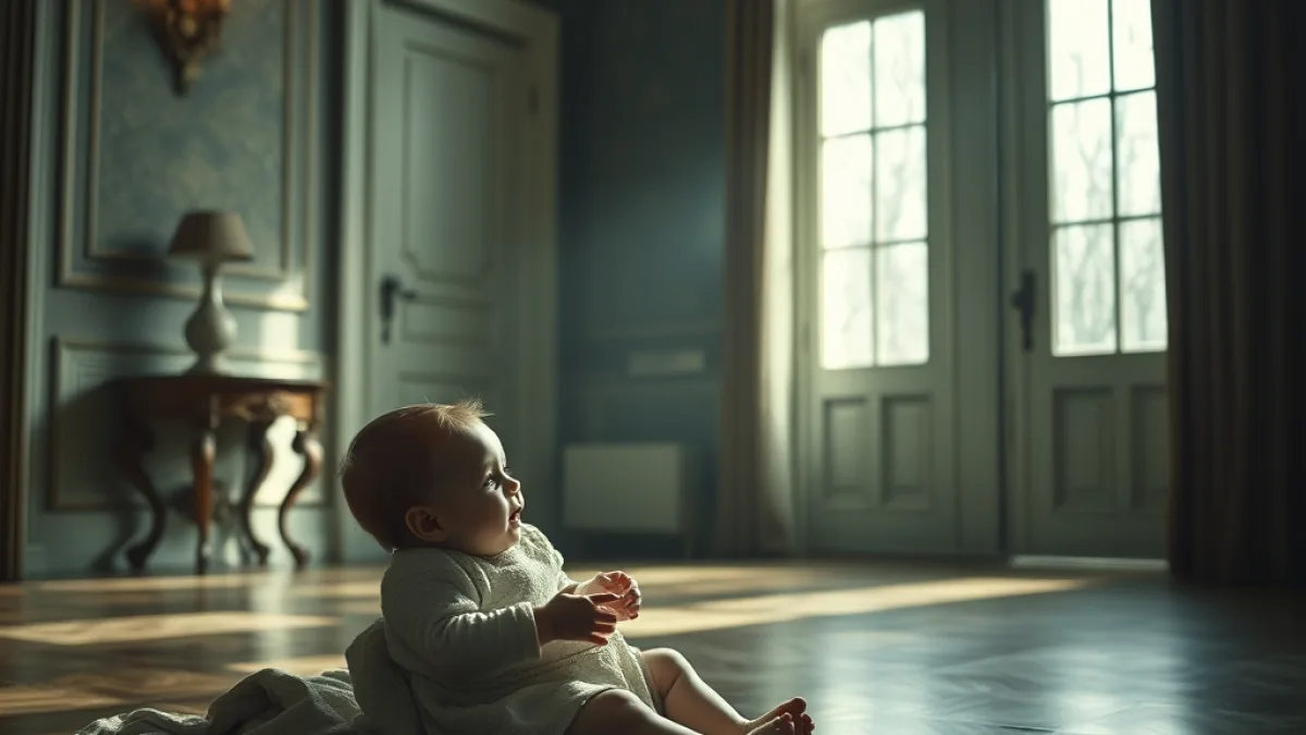 A Cold Woman Kicked a Baby on a Mansion Floor