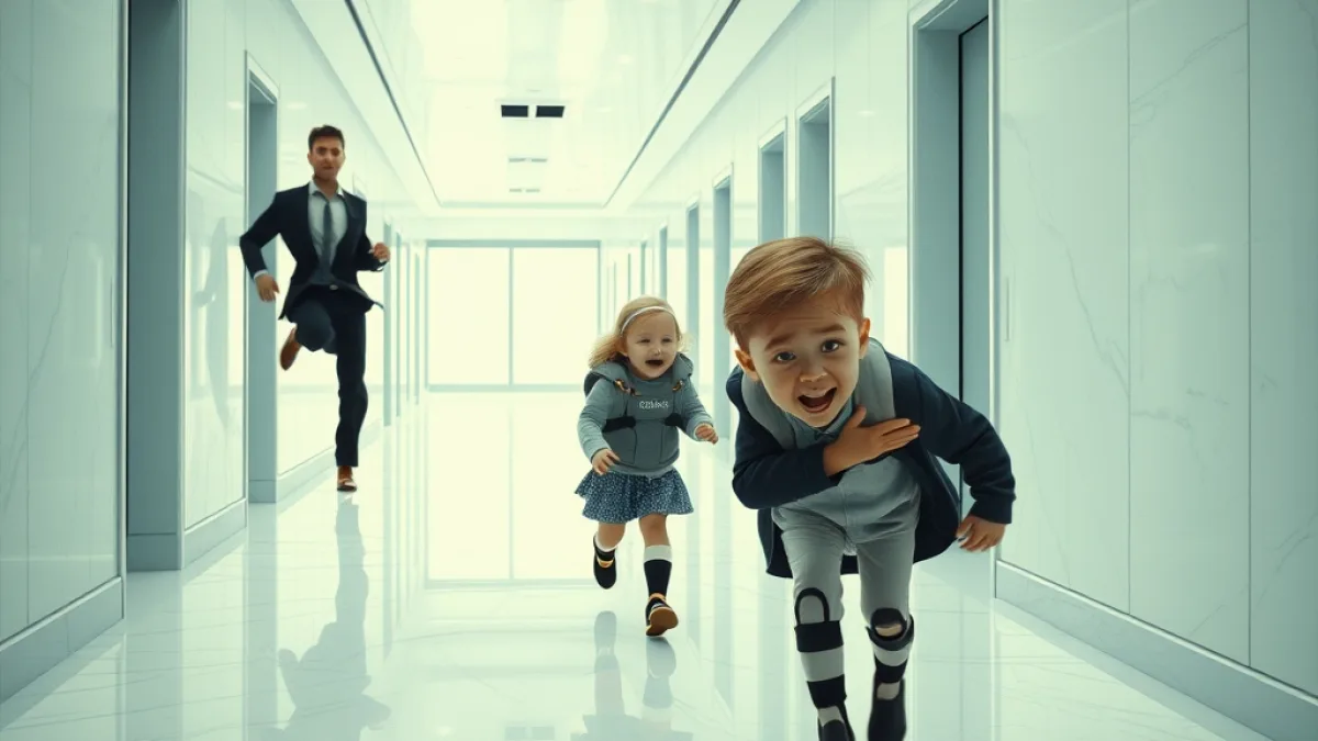 A Father Finds His Scared Children In A Hidden Office