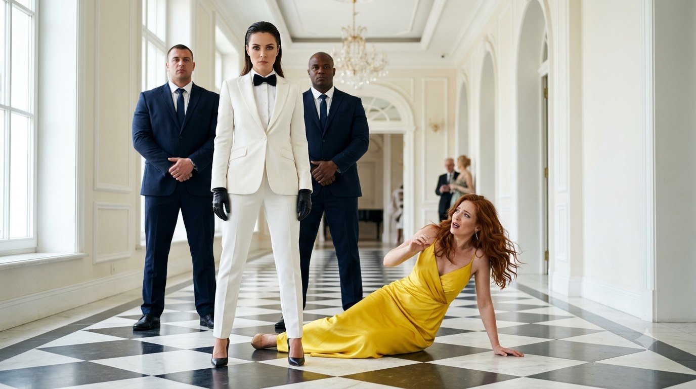 The Red Haired Woman Regretted Crossing The White Suit