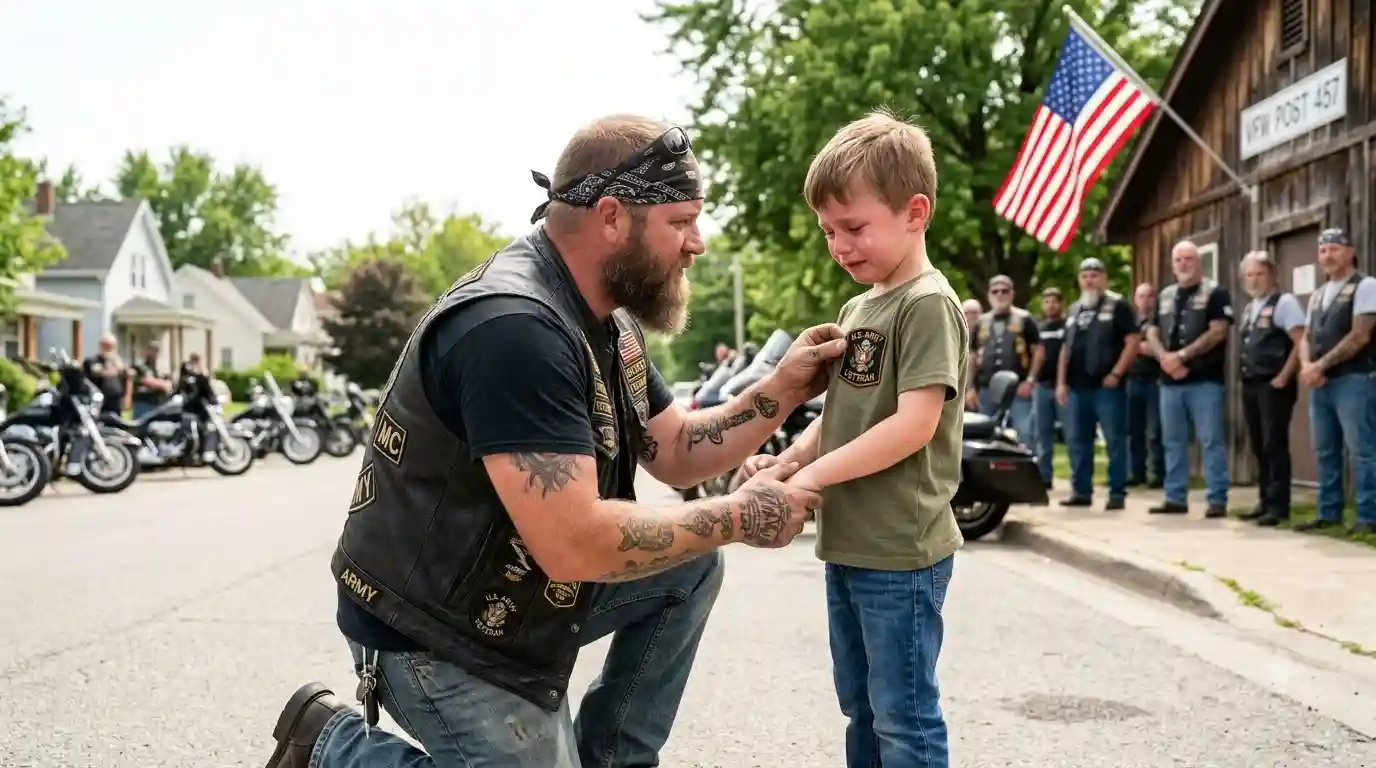 Biker Gang Surrounds Orphan Boy Holding His Deceased Father's Military Honor Patch