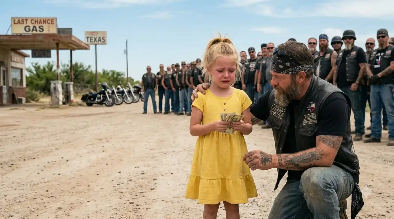 Biker Gang Stops Texas Highway to Protect Little Girl With Cash